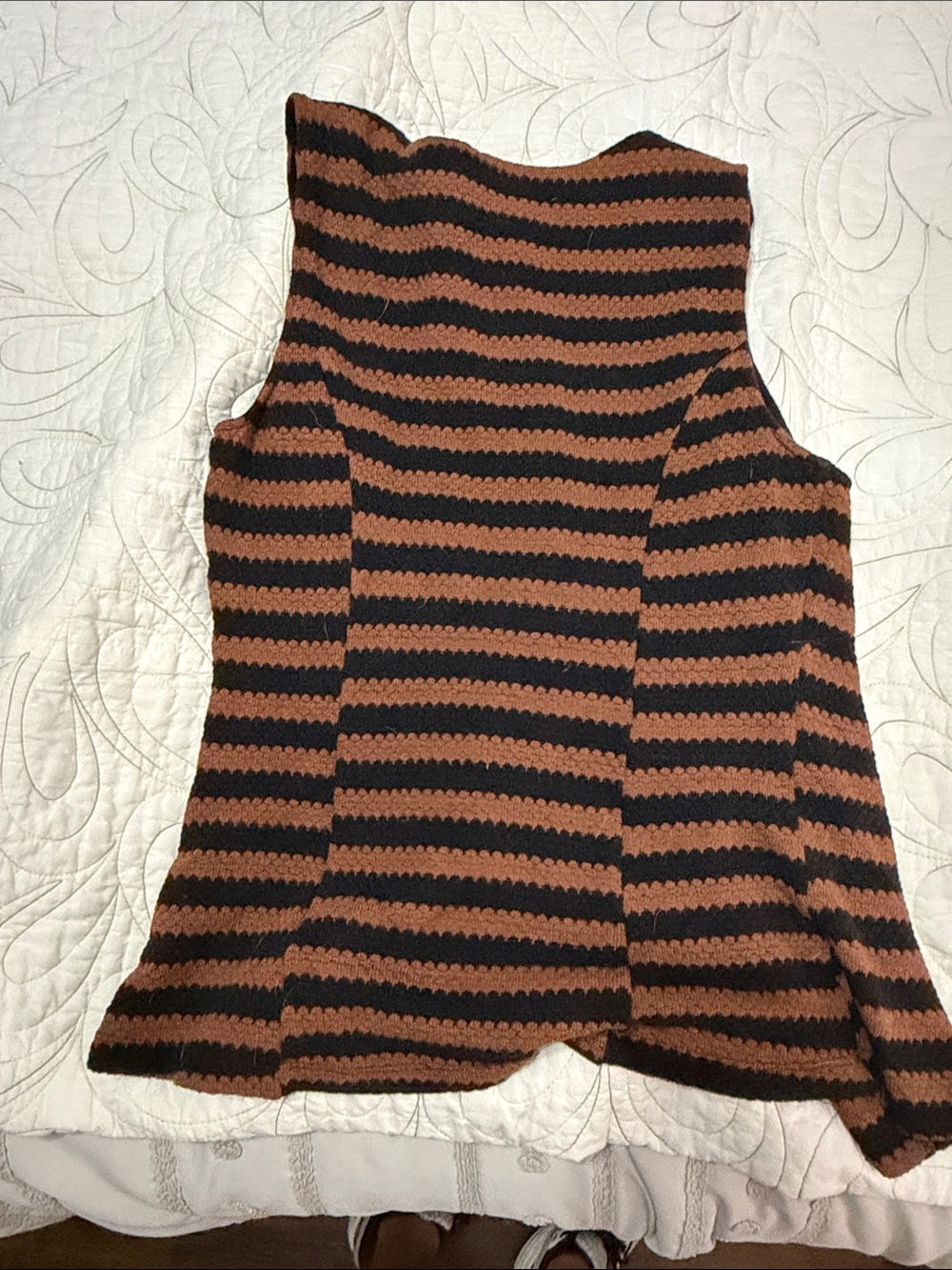 Maeve Black and Brown Striped Knit vest with Front Buttons - Picture 3 of 3